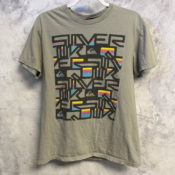 Vintage Quiksilver Shirt Mens Medium Gray Y2K 90s Short Sleeve Surf - Picture 1 of 12
